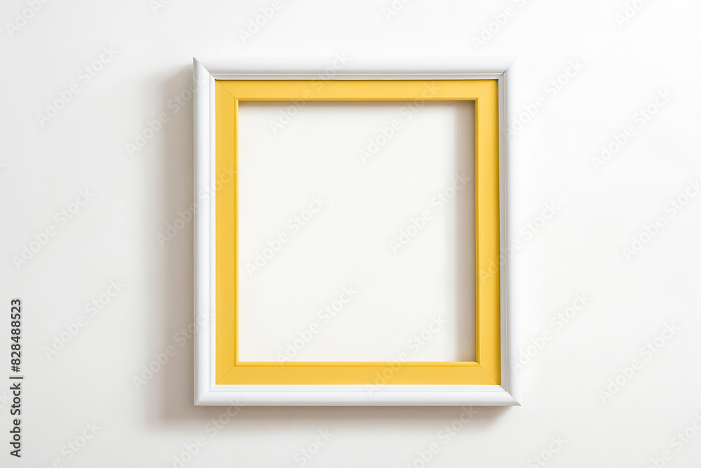 Yellow and White Frame on a White Wall Yellow and White Frame on a White Wall