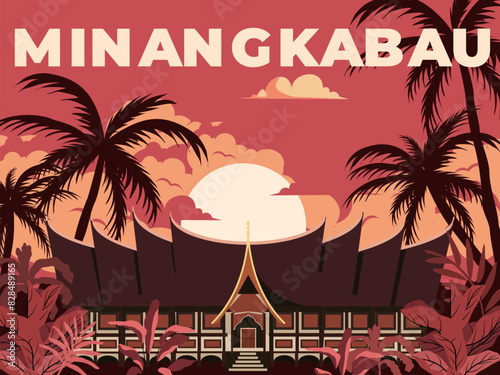 Traditional house of Minangkabau Indonesia poster landscape photo