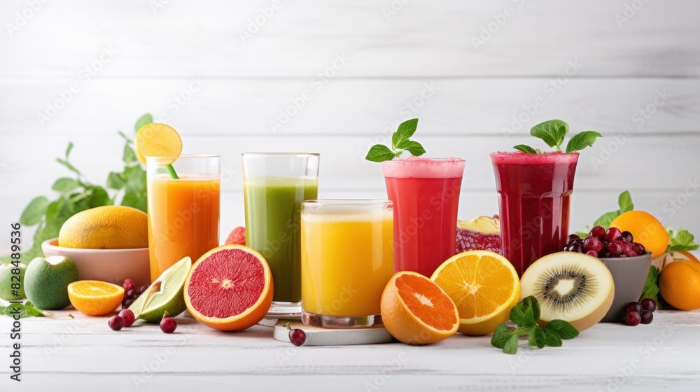 Juice mixed with vegetables and fruits, healthy drink