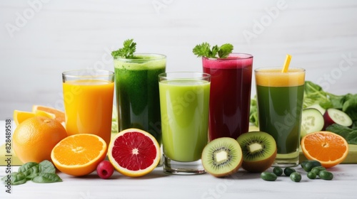 Juice mixed with vegetables and fruits  healthy drink