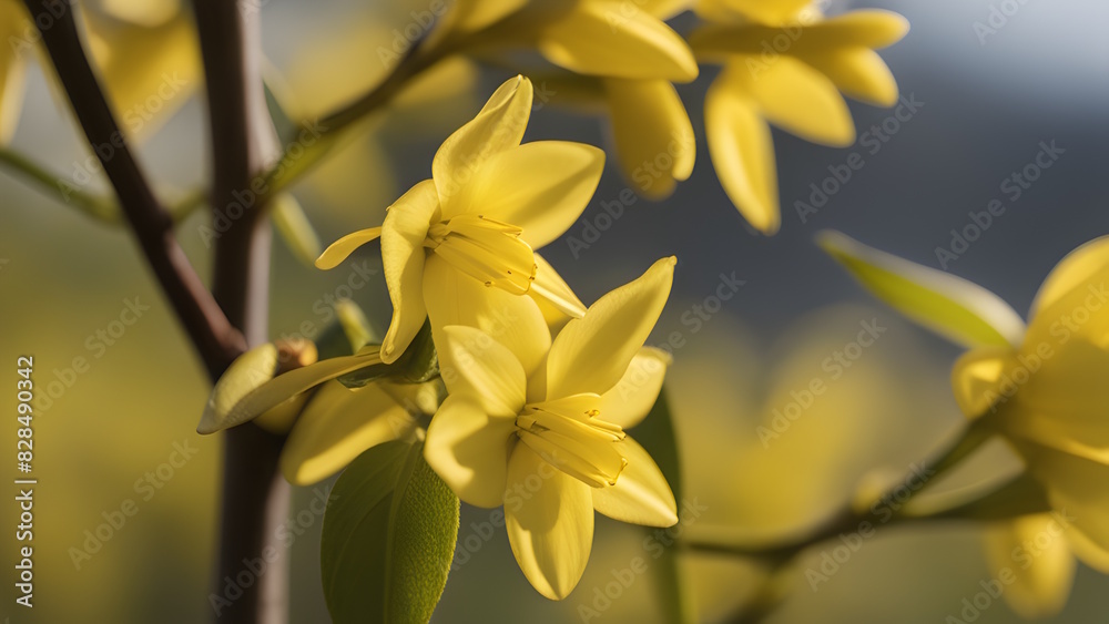 Photo of a forsythia flower generative ai Photo of a forsythia flower generative ai
