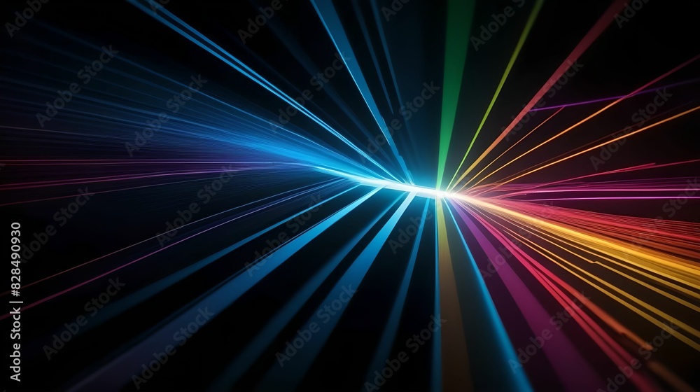 Abstraction, colored rays of light, future, black background, computer technology Abstraction, colored rays of light, future, black background, computer technology