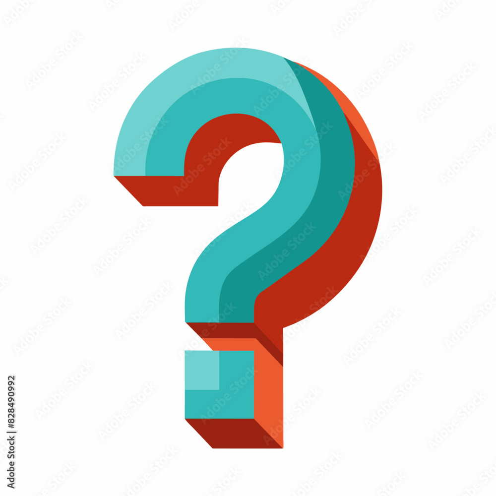 A blue and red question mark is displayed on a white background A blue and red question mark is displayed on a white background