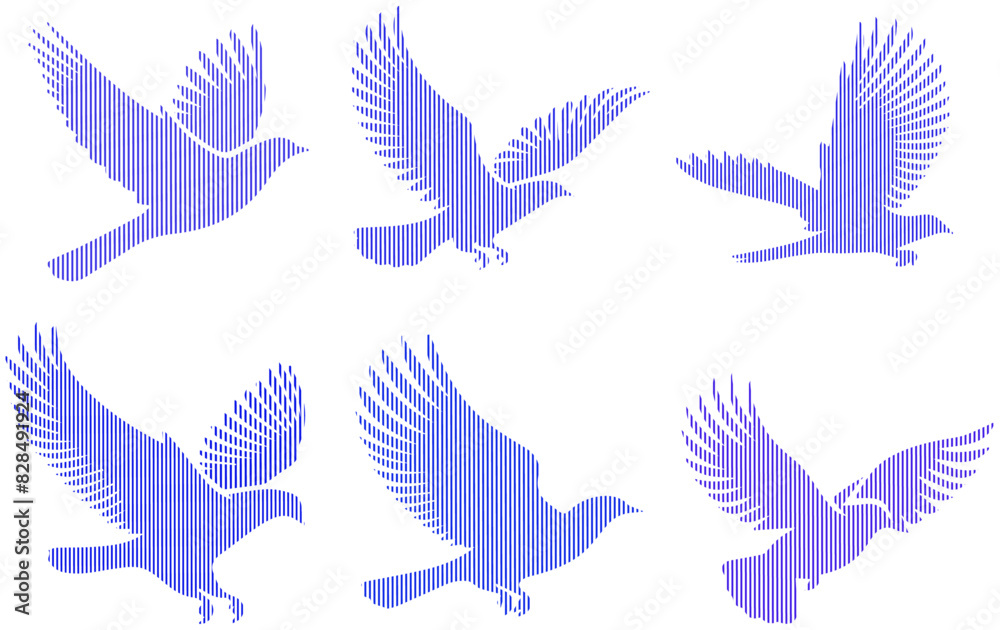 Obraz premium Silhouette of a flock of birds.