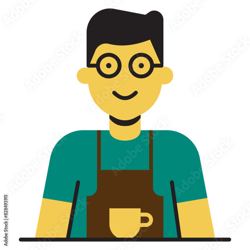 Male Barista flat illustration,