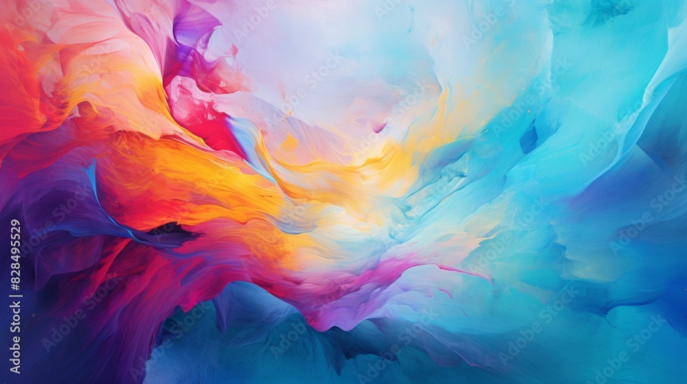 Vibrant Abstract Swirls in a Colorful Digital Painting. Generative AI