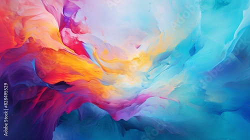 Vibrant Abstract Swirls in a Colorful Digital Painting. Generative AI
