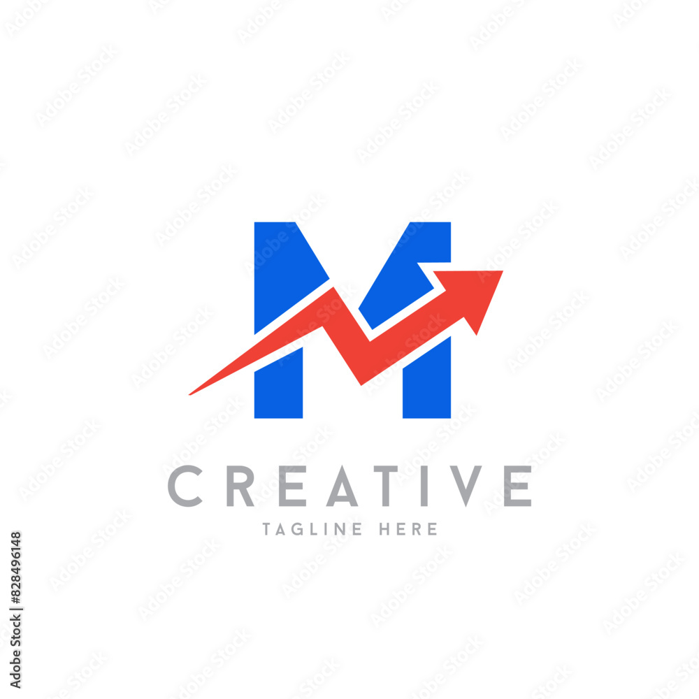 letter M with upper arrow logo. financial growth up logo icon design with arrow combined for economy, finance element symbol