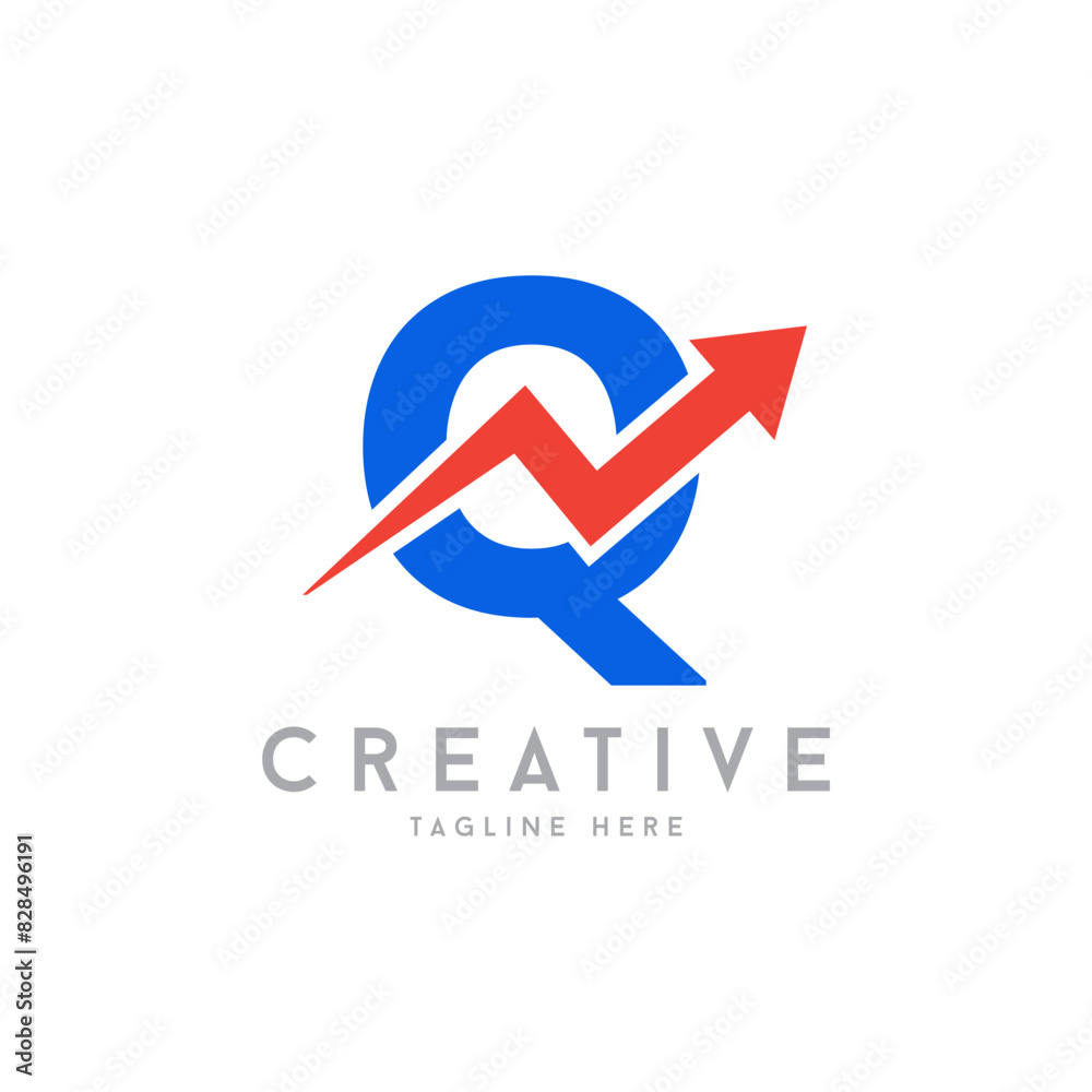 letter Q with upper arrow logo. financial growth up logo icon design with arrow combined for economy, finance element symbol letter Q with upper arrow logo. financial growth up logo icon design with arrow combined for economy, finance element symbol