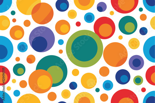 Abstract colorful random circles seamless vector pattern on white background