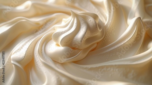 Swirls of white cream created with the help of Generative Artificial Intelligence photo