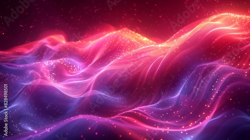 Motioning liquid neon holographic waves on an abstract background