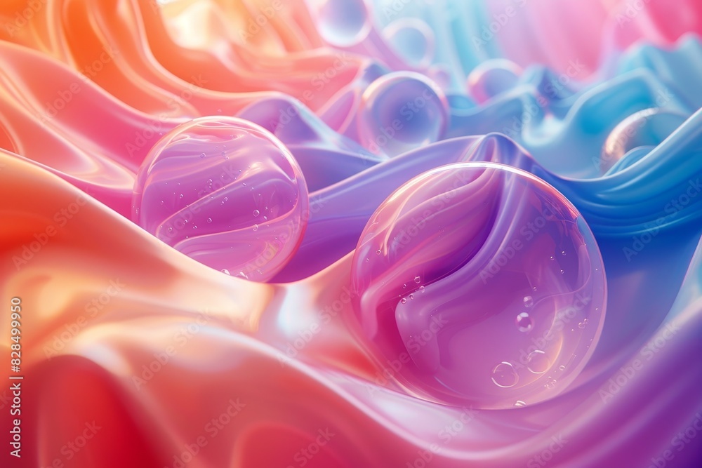 A colorful piece of fabric with a pattern of spheres on it A colorful piece of fabric with a pattern of spheres on it
