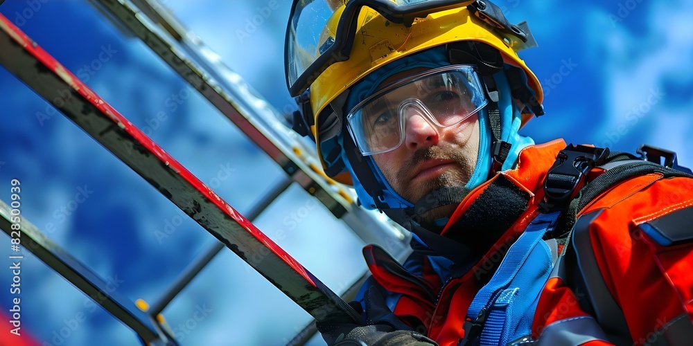 A Rescuer in Protective Gear Ready for Any Mission. Concept Rescue Mission, Protective Gear, First Responder Essentials, Emergency Response Training A Rescuer in Protective Gear Ready for Any Mission. Concept Rescue Mission, Protective Gear, First Responder Essentials, Emergency Response Training