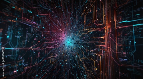 Offering a comprehensive range of detailed abstract tech backgrounds to meet the diverse requirements of technological operations, Generative AI