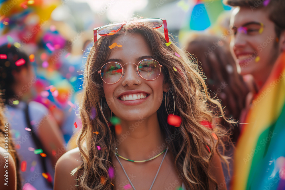 People activist for LGBTQ+ rights with rainbow flag, diverse people of gay and lesbian community smiling and be happy together People activist for LGBTQ+ rights with rainbow flag, diverse people of gay and lesbian community smiling and be happy together