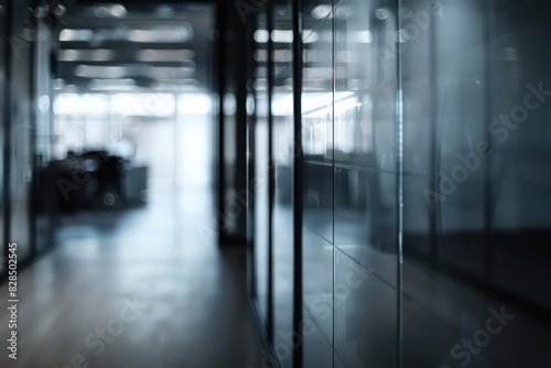 modern office with glass interior walls and nice blur and perspective