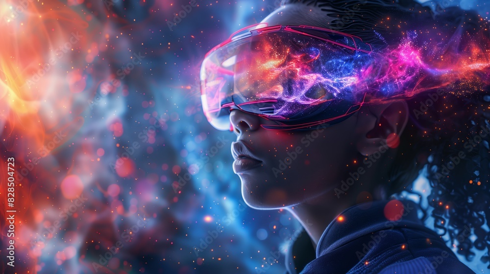 Abstract visualization of a digital artist exploring virtual reality tools to create immersive 3D artworks, integration of VR technology artistic expression in modern digital art. Abstract visualization of a digital artist exploring virtual reality tools to create immersive 3D artworks, integration of VR technology artistic expression in modern digital art.