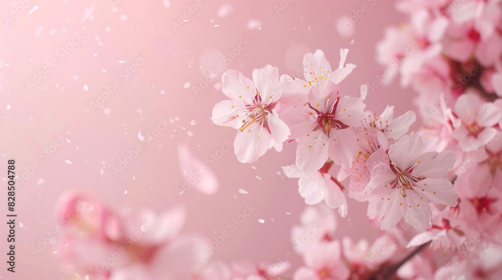 Delicate pink sakura blossoms create an ethereal floral border Delicate pink sakura blossoms create an ethereal floral border