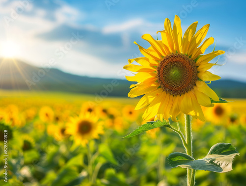 Sunny sunflower under blue sky