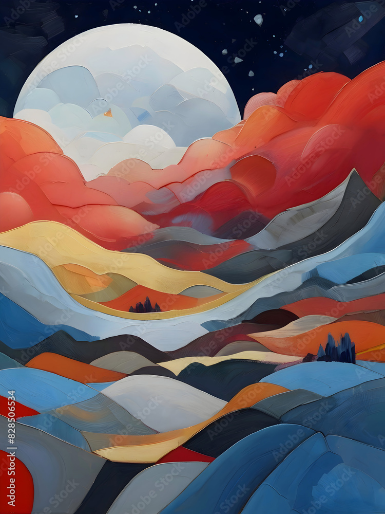 Moldova Cubism Country Landscape Illustration Art Moldova Cubism Country Landscape Illustration Art