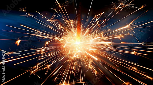 An indistinct image of fireworks in the night sky, displaying a radiant point of light emerging from its core