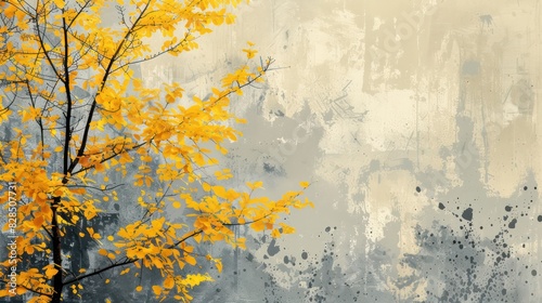 abstract wallpaper with textured paint in a color blend between yellow and gray 