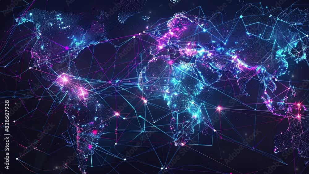 Social network networking concept design. Digital world map with users worldwide connections. Communication technology background. Global connection. Global social media network. World communication 