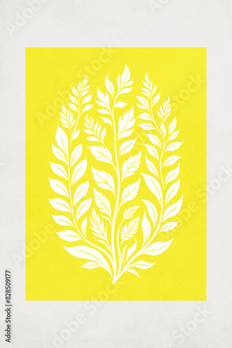 Fashionable illustration in vintage style. Pattern to print for wall decorations. Abstract botanical shapes. Generated by Ai 