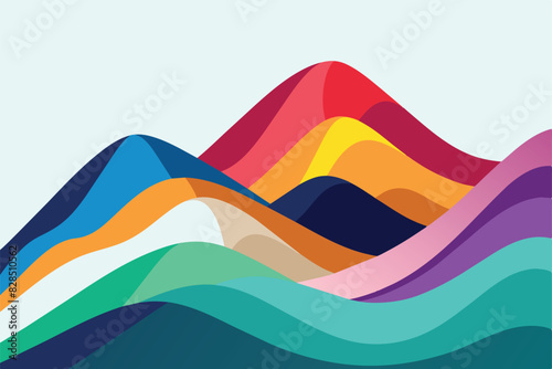 Color mountains  translucent waves  abstract glass shapes  modern background  vector design