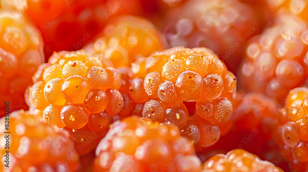 A macro image of fresh cloudberries, highlighting their unique, bumpy texture and bright orange color. A macro image of fresh cloudberries, highlighting their unique, bumpy texture and bright orange color.