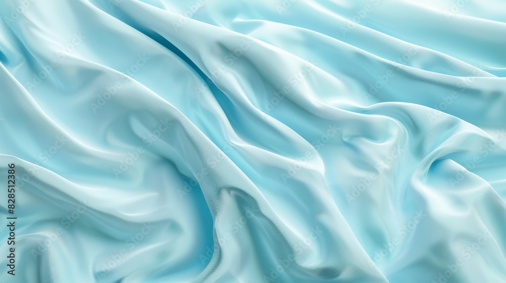 Soft Light Blue Satin Fabric with Gentle Folds Soft Light Blue Satin Fabric with Gentle Folds
