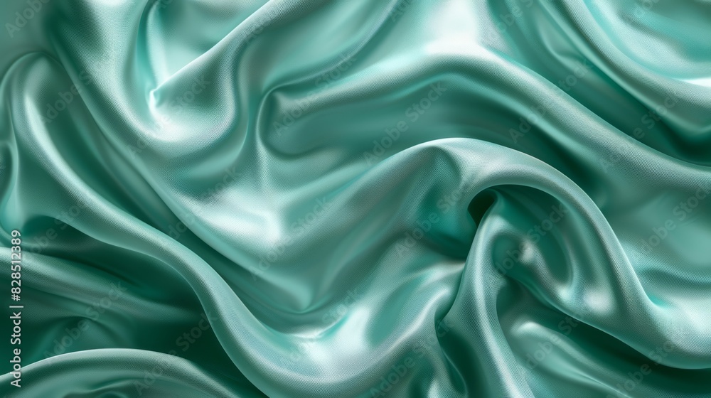 Elegant Teal Satin Fabric with Luxurious Folds Elegant Teal Satin Fabric with Luxurious Folds