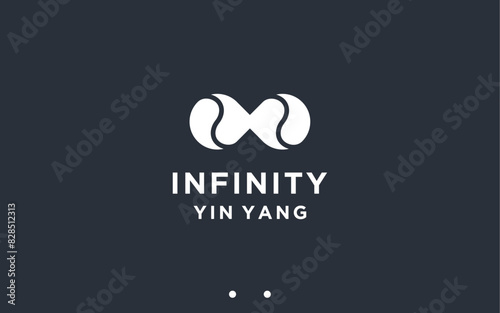 infinity with yin yang logo design vector silhouette illustration