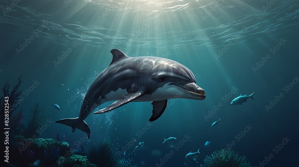 Fototapeta premium bottlenose dolphin is jumping out of the water