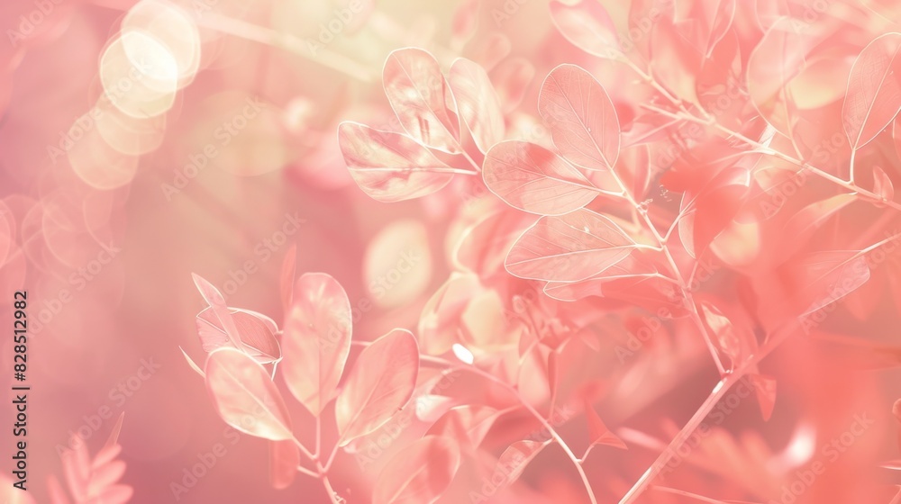 Dreamy Coral Leaves with Soft Bokeh Background Dreamy Coral Leaves with Soft Bokeh Background