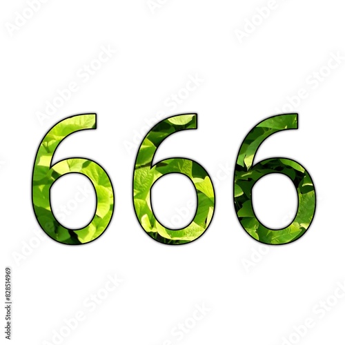 Design number 666 with leaf texture on isolated white background