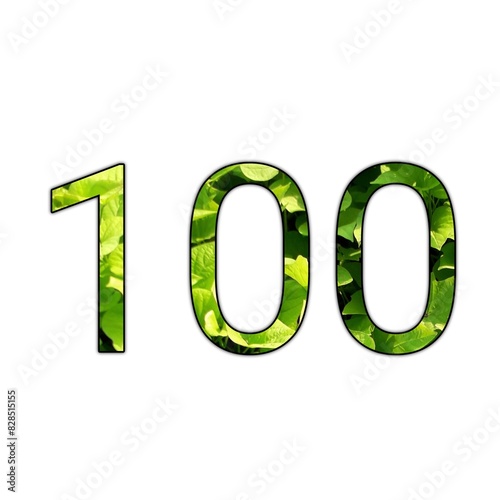 Design number 100 with leaf texture on isolated white background