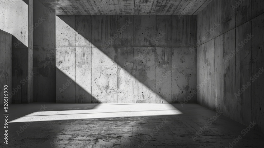Abstract 3d rendering of empty concrete room with light and shadow on the wall. Abstract 3d rendering of empty concrete room with light and shadow on the wall.