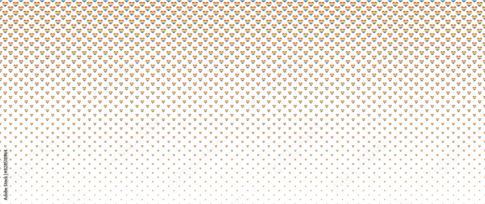 Obraz premium Blended doodle pride heart on white for pattern and background, halftone effect, PRIDE month background