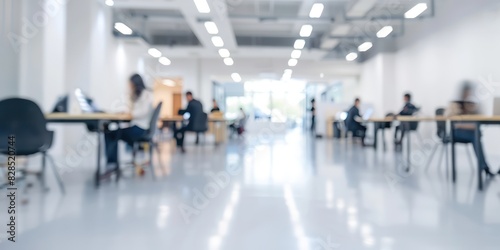 office in white blurry background subtle people blurry  