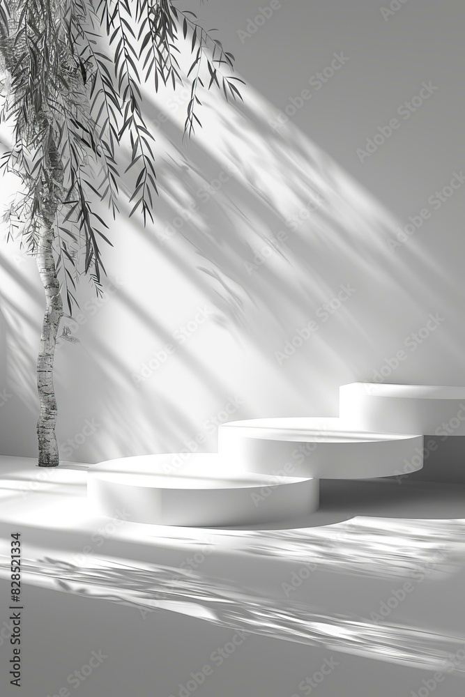 White Product Display Stand or Platform Mockup (White Background) White Product Display Stand or Platform Mockup (White Background)