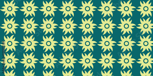 Cool pattern with a yellow sun motif on a green background