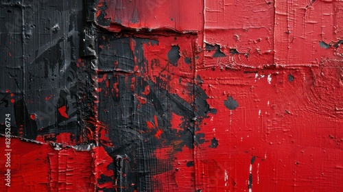 wallpaper in red cracked paint with details in black  nice texture and background