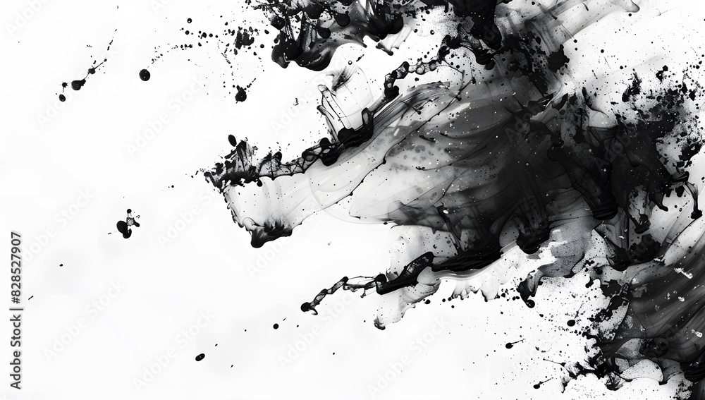 Obraz premium black watercolor splatters on a white background