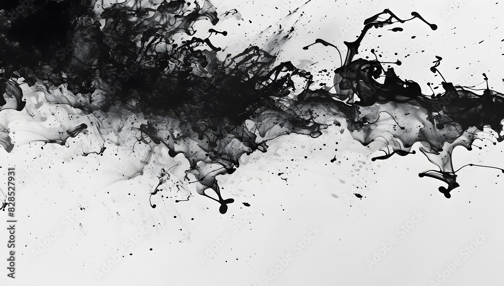 Obraz premium black watercolor splatters on a white background