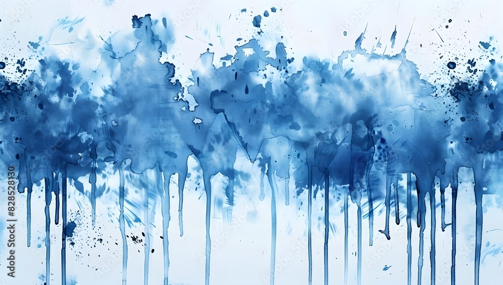 Fototapeta premium blue watercolor splatters on a white background