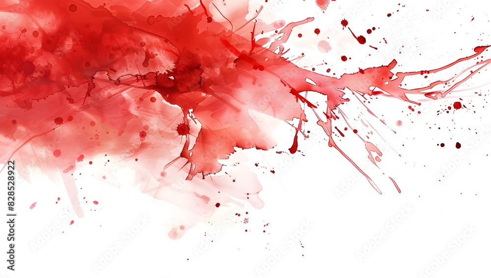 red watercolor splatters on a white background