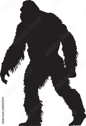 Bigfoot silhouette on transparent background