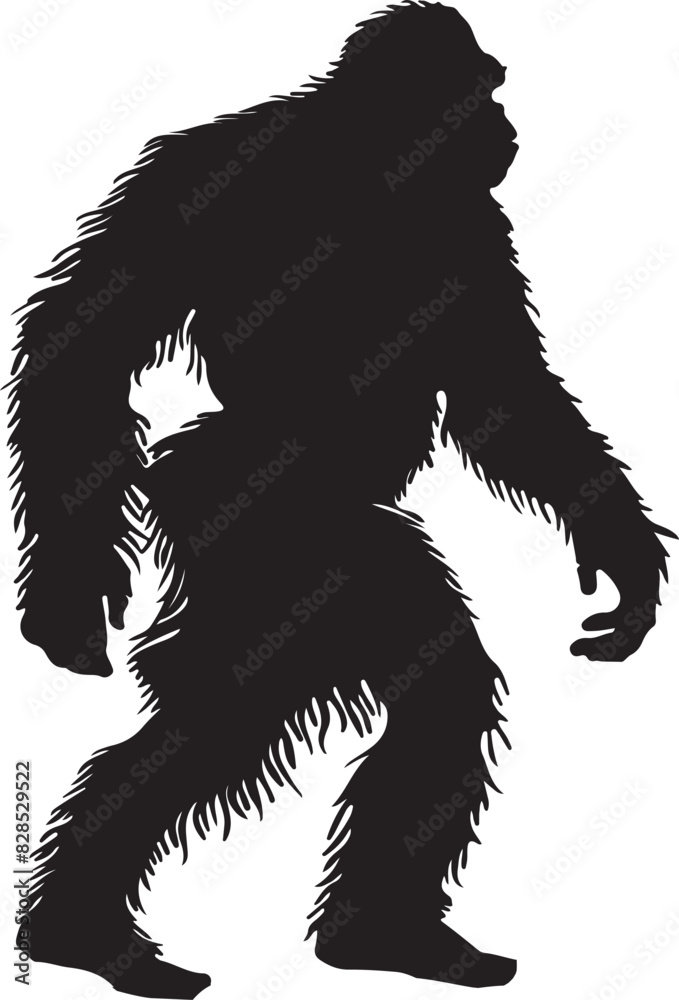 Bigfoot silhouette on transparent background